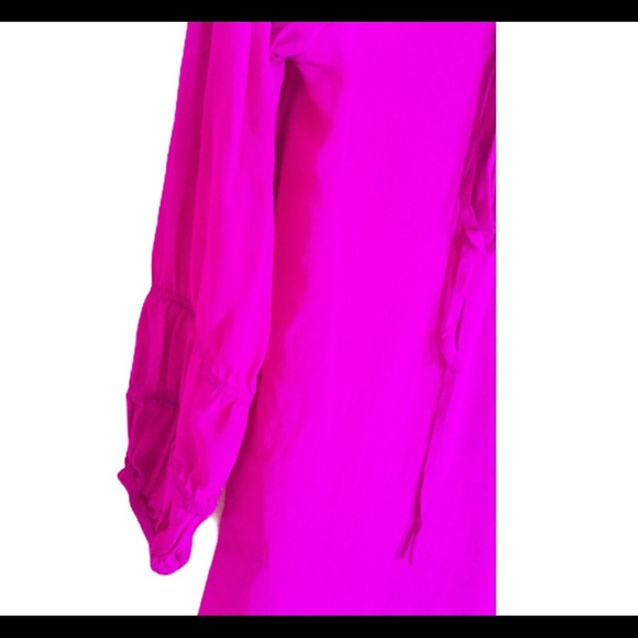 ARYN K (Anthropologie) Lace Up Blouse With 3/4 Length Sleeves Fuschia Pink Sz M - Picture 11 of 12